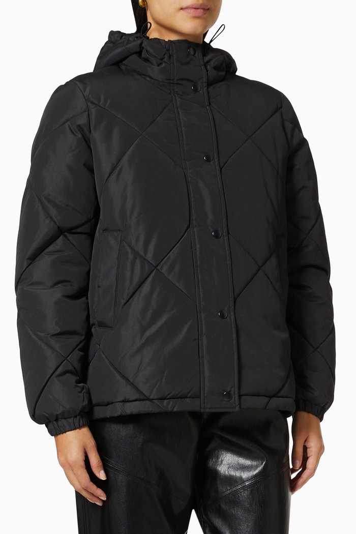 

Hooded Puffer Jacket in Recycled Polyester, Black