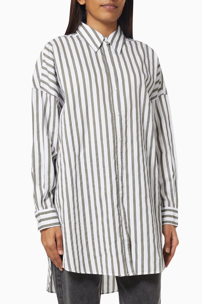 

Striped Shirt in Organic Cotton, White