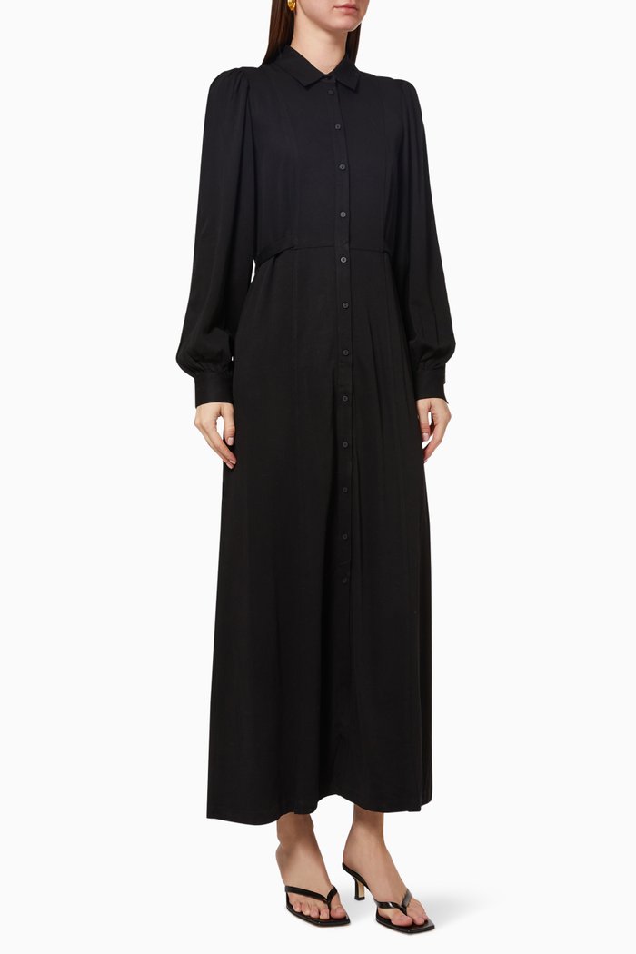 

Maxi Shirt Dress in Viscose Circulose®, Black