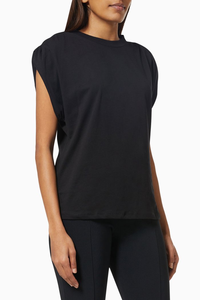 

Drape Effect Cap Sleeve Top, Black