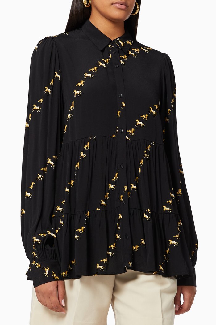 

Yashorse Tiered Shirt in Cotton, Black