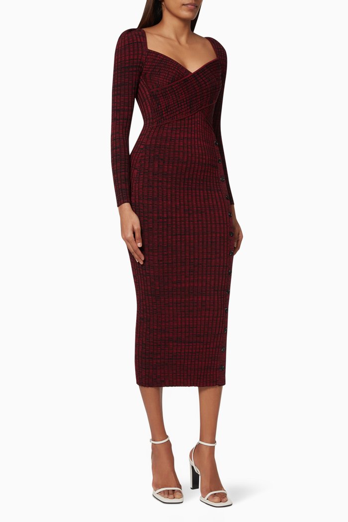 

Midi Dress in Ribbed Knit, Red