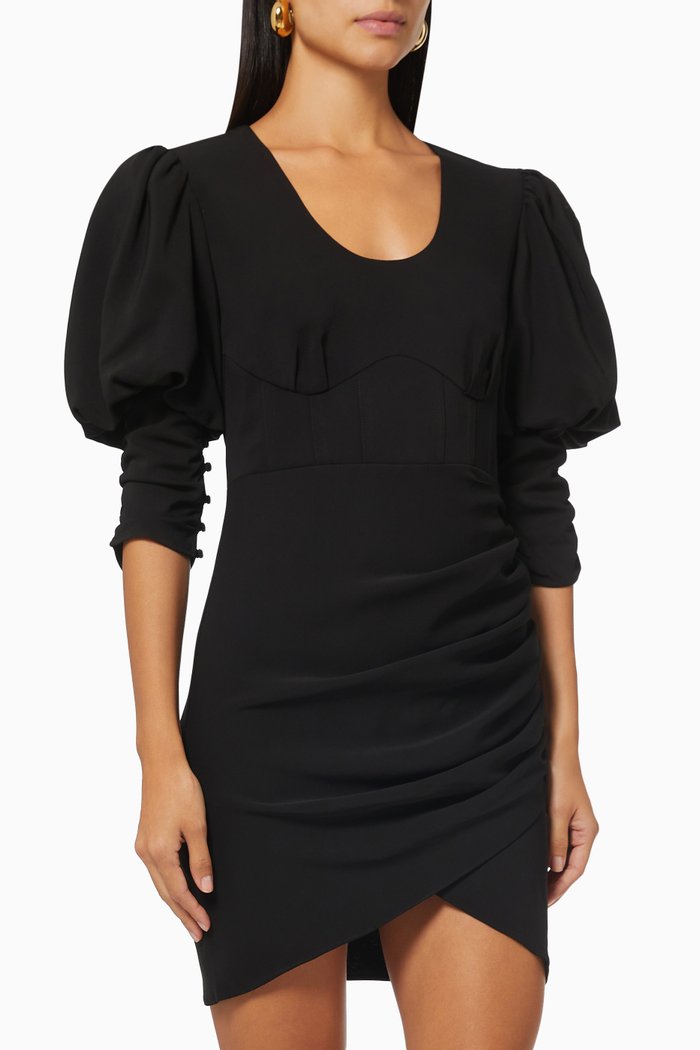 Midi Dress in Stretch Crepe, Black