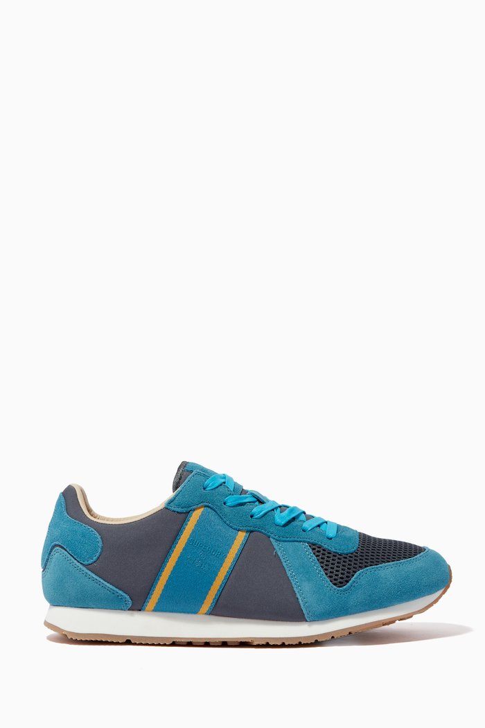 

Retro Runner Trainers in Suede Fabric, Black