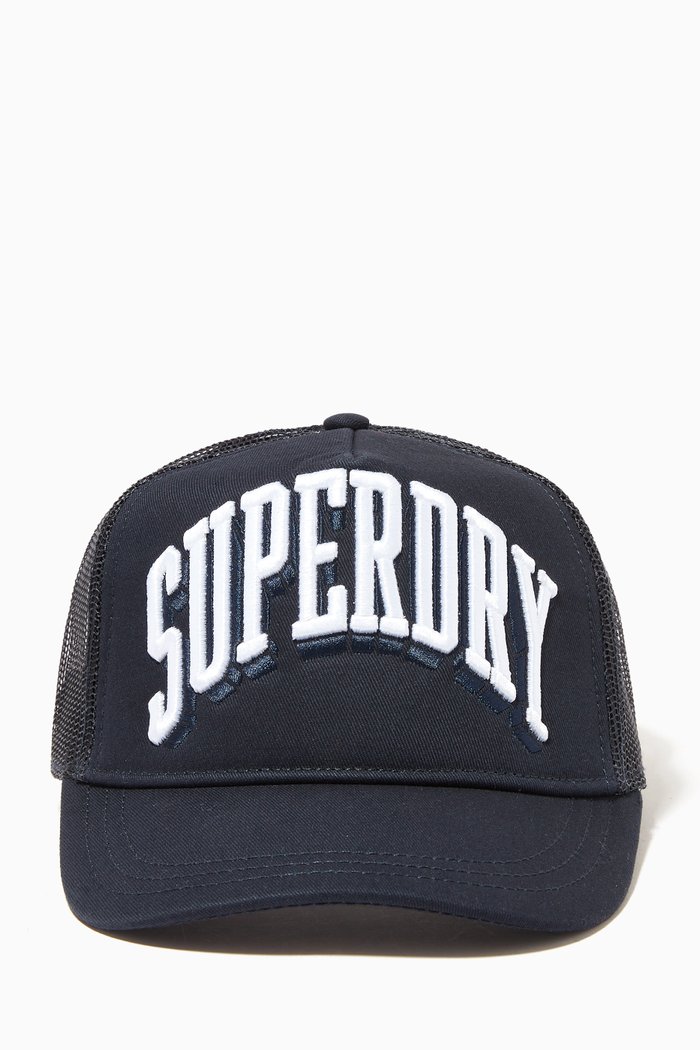 

Sport Tri Logo Trucker Cap in Canvas & Mesh, Blue
