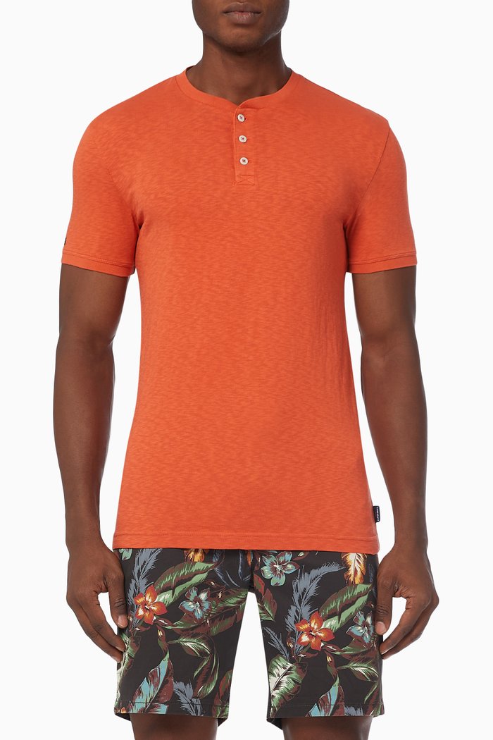 

Heritage Grandad T-shirt in Cotton Jersey, Red