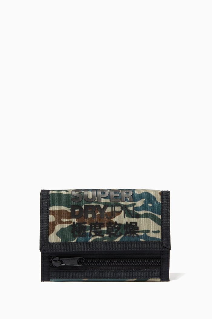 

Camo Tri-fold Logo Wallet in Polyester, Multicolour