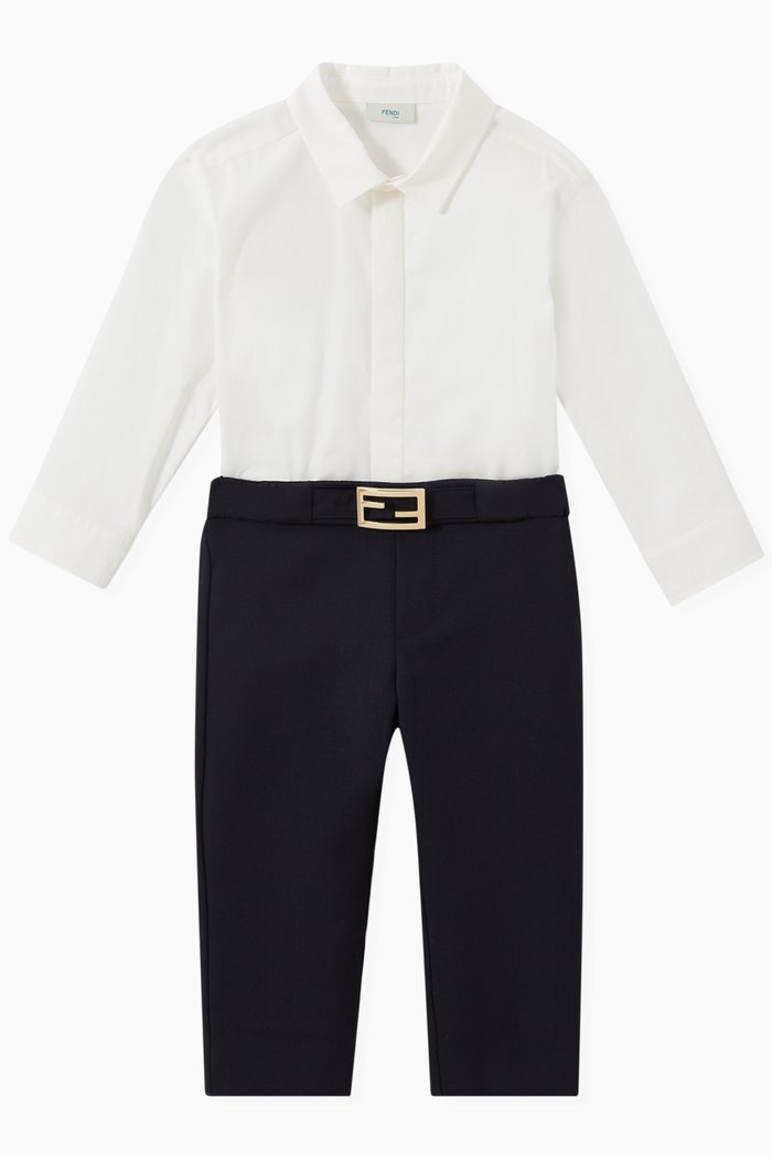 

Shirt & Pants Set in Cotton Poplin & Soft Wool, Blue