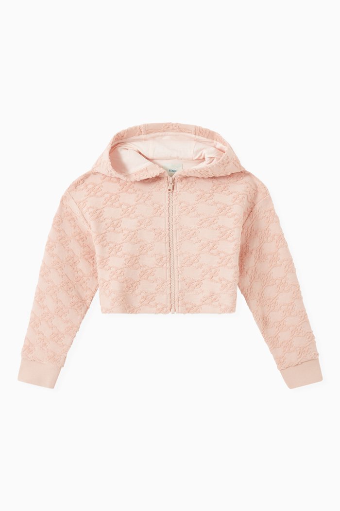 

FF Karligraphy Cropped Hoodie in Cotton Fleece, Orange