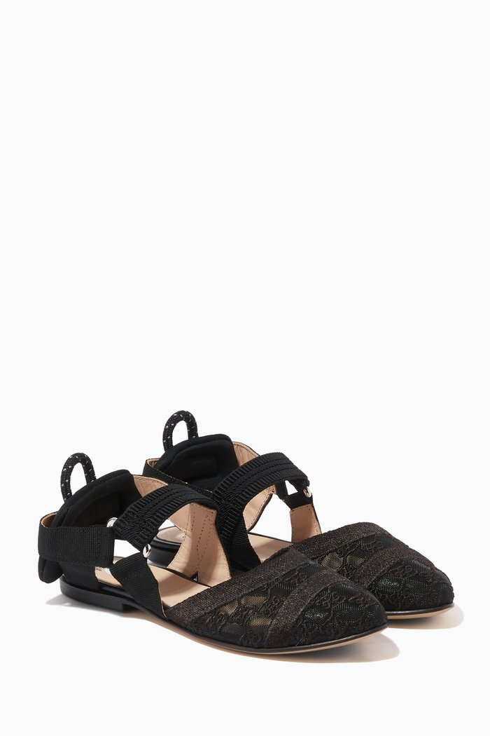 

Slingback Ballerinas in FF Karligraphy Lace, Black