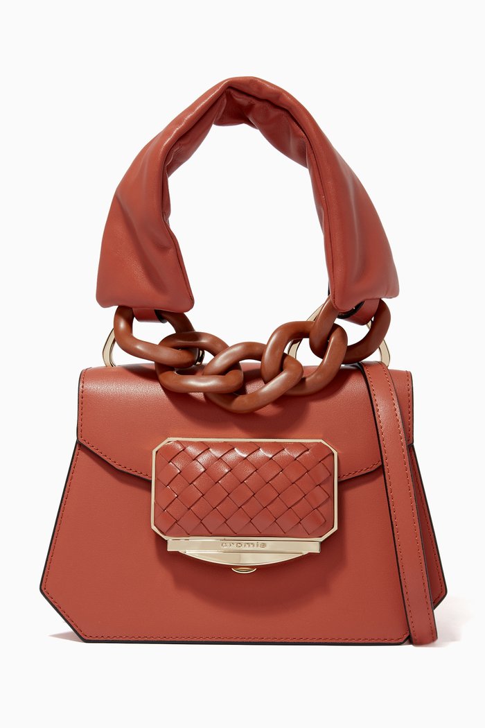 

Small Top Handle Bag in Calfskin, Brown