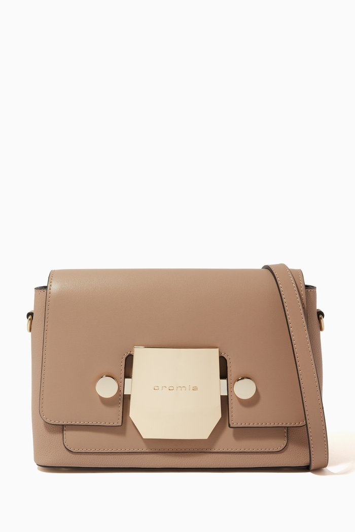 Small Crossbody Bag in Calfskin, Neutral