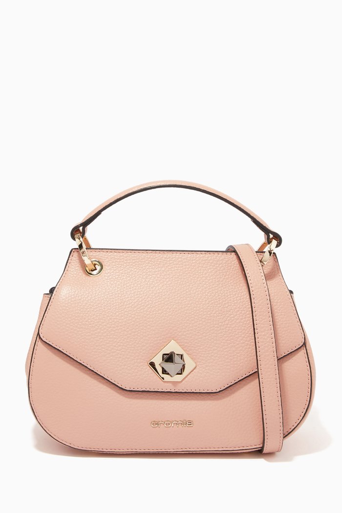 

Small Top Handle Bag in Deer-print Calfskin, Neutral