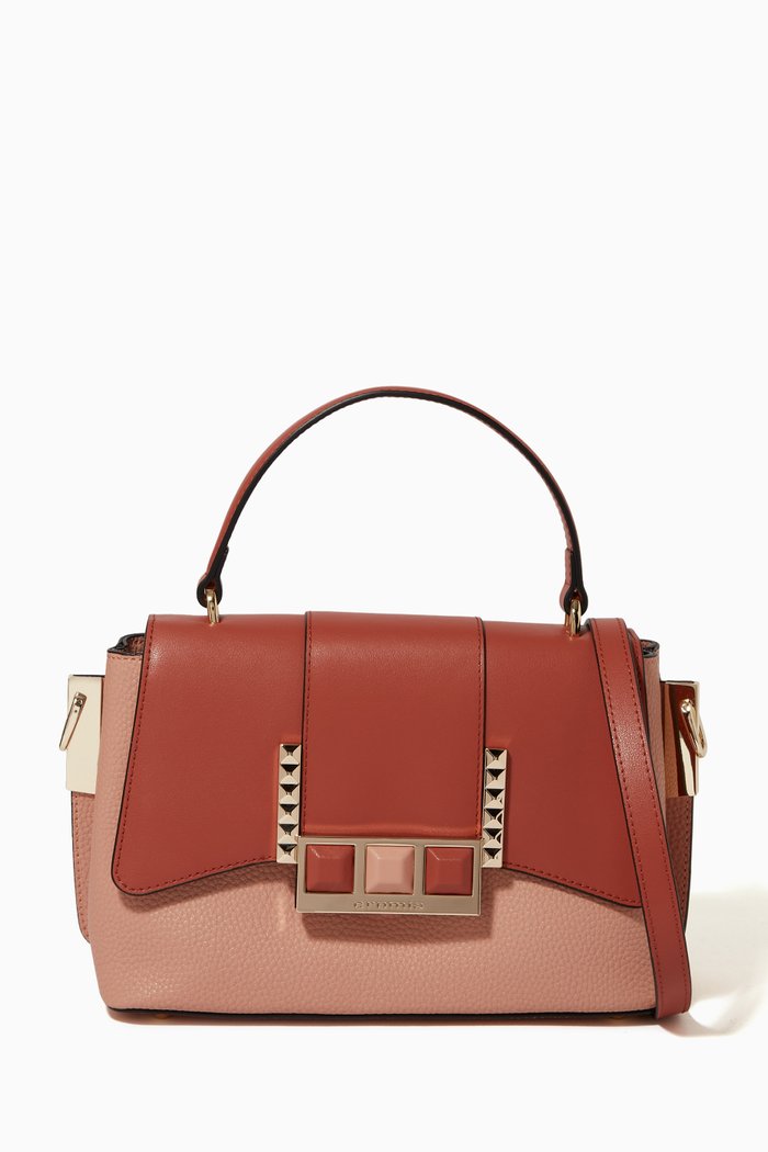 

Small Top Handle Bag in Deer-print Calfskin, Brown