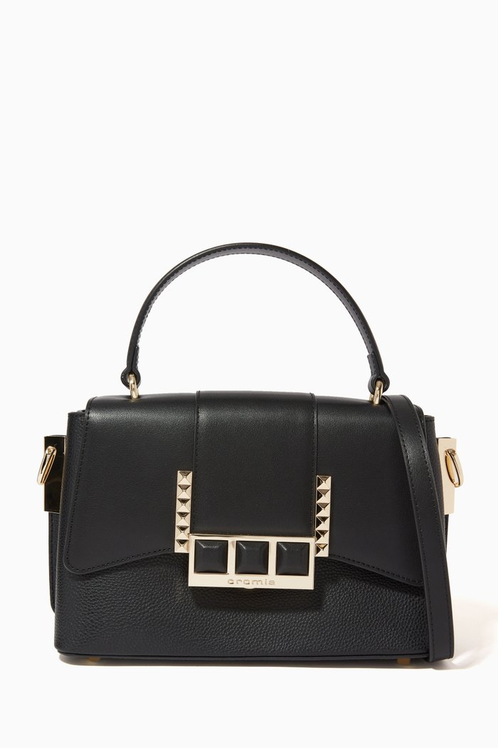 

Small Top Handle Bag in Deer-print Calfskin, Black