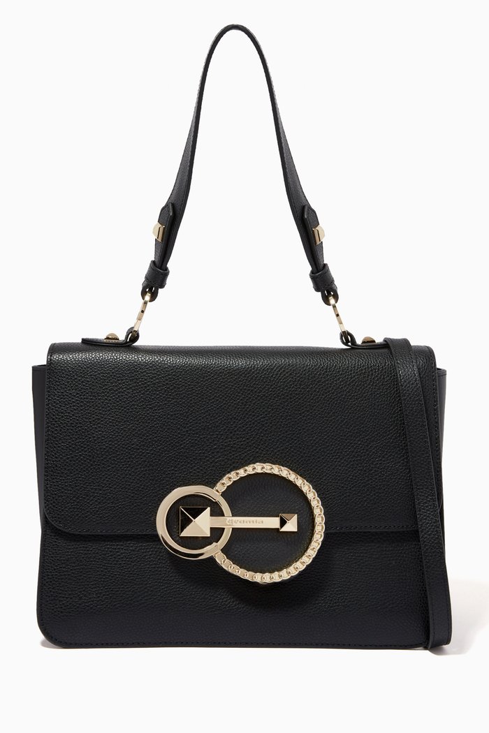 

Medium Shoulder Bag in Deer-print Calfskin, Black