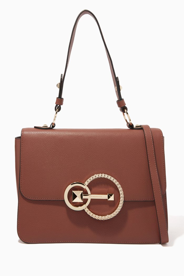 

Medium Shoulder Bag in Deer-print Calfskin, Brown