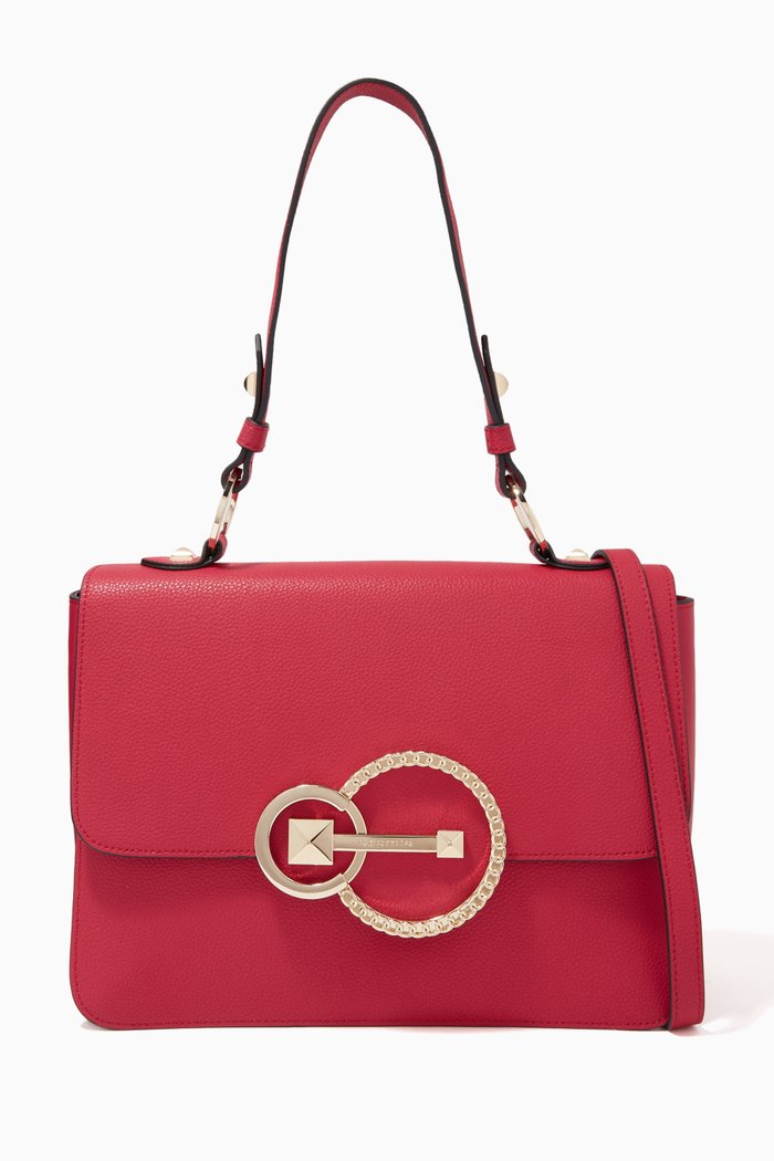

Medium Shoulder Bag in Deer-print Calfskin, Pink