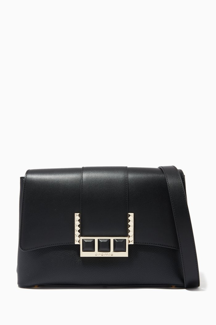 

Small Crossbody Bag in Deer-print Calfskin, Black