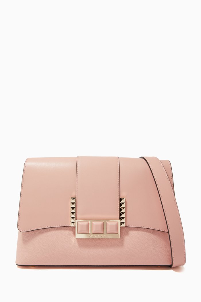 

Small Crossbody Bag in Deer-print Calfskin, Pink