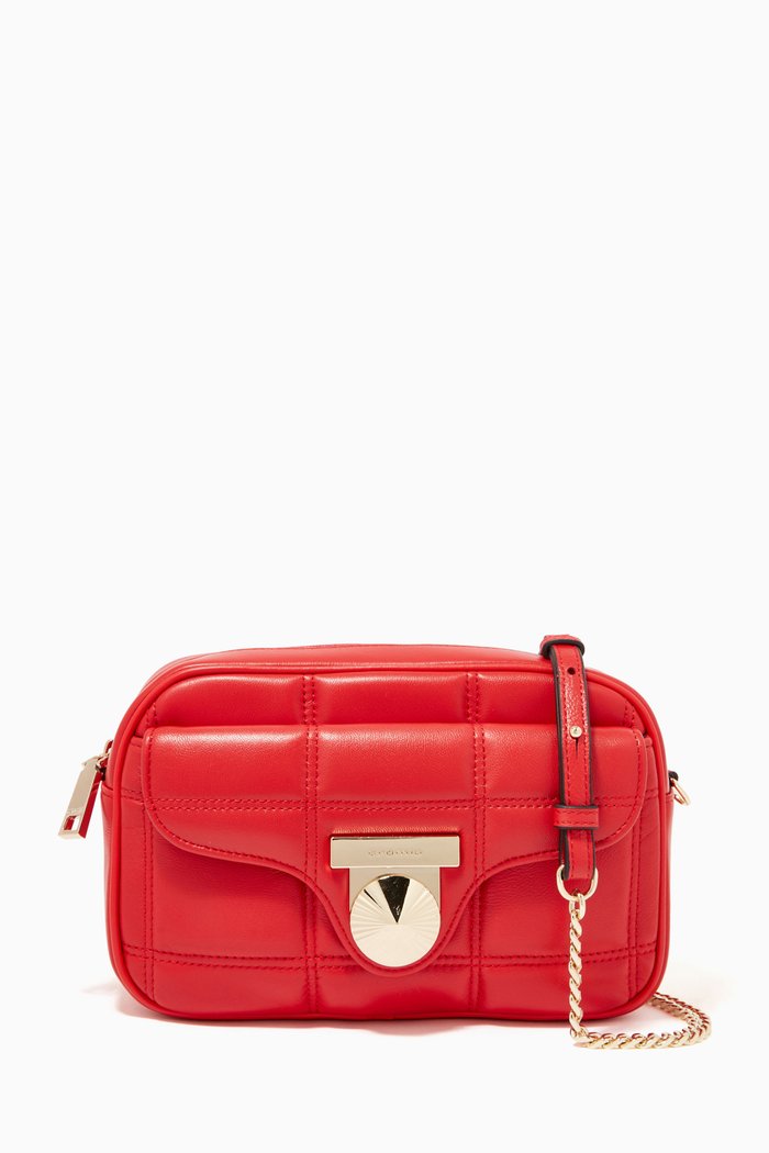 Small Crossbody Bag in Calfskin, Red