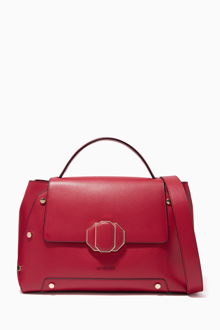 

Medium Top Handle Bag in Micro-grain Calfskin, Burgundy