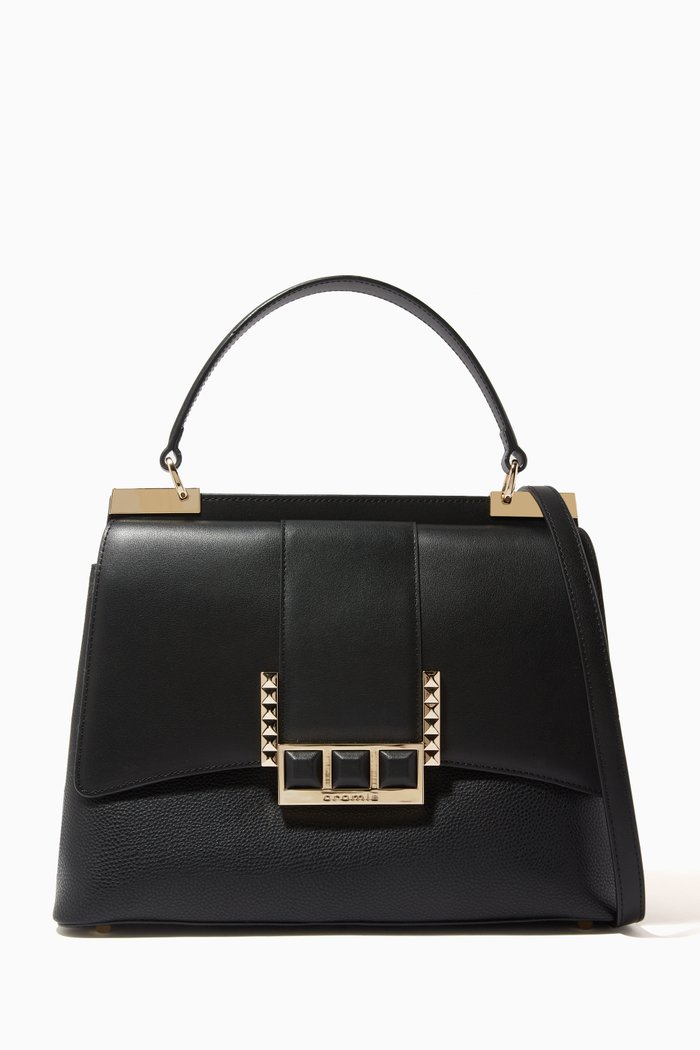 

Medium Top Handle Bag in Deer-print Calfskin, Black