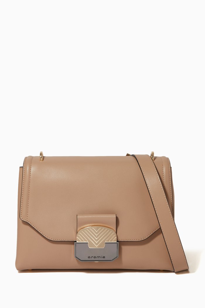 

Medium Crossbody in Calfskin, Neutral