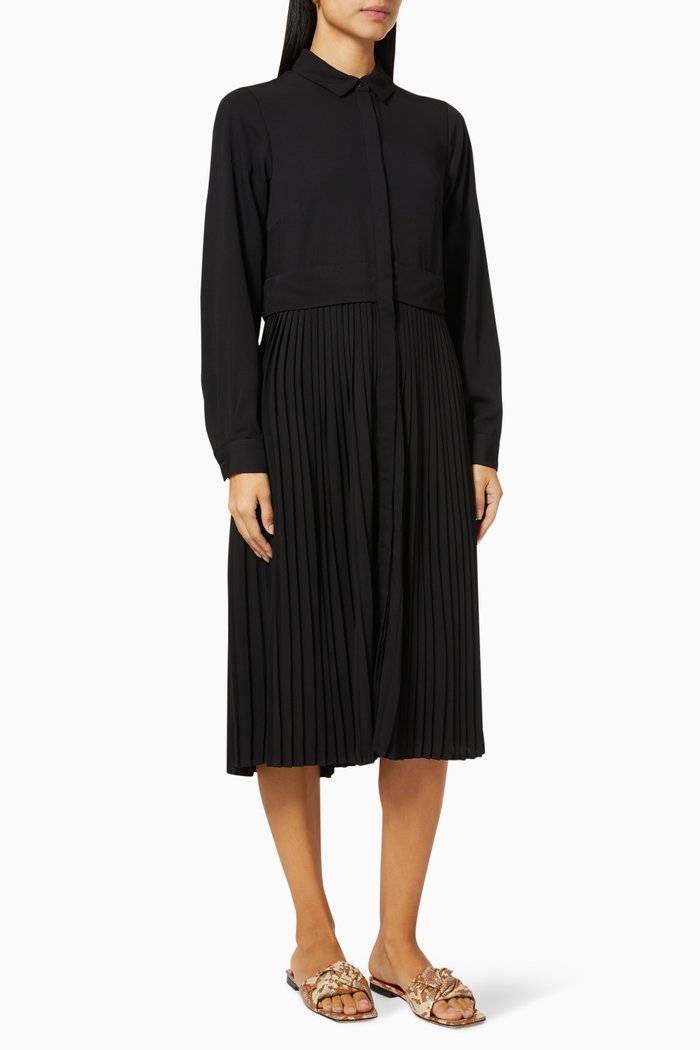 Yaspino Midi Dress in Crepe, Black