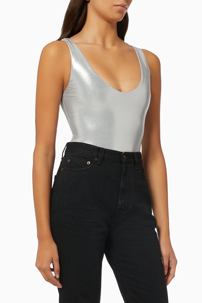 

Bodysuit in Lamé Jersey, Silver