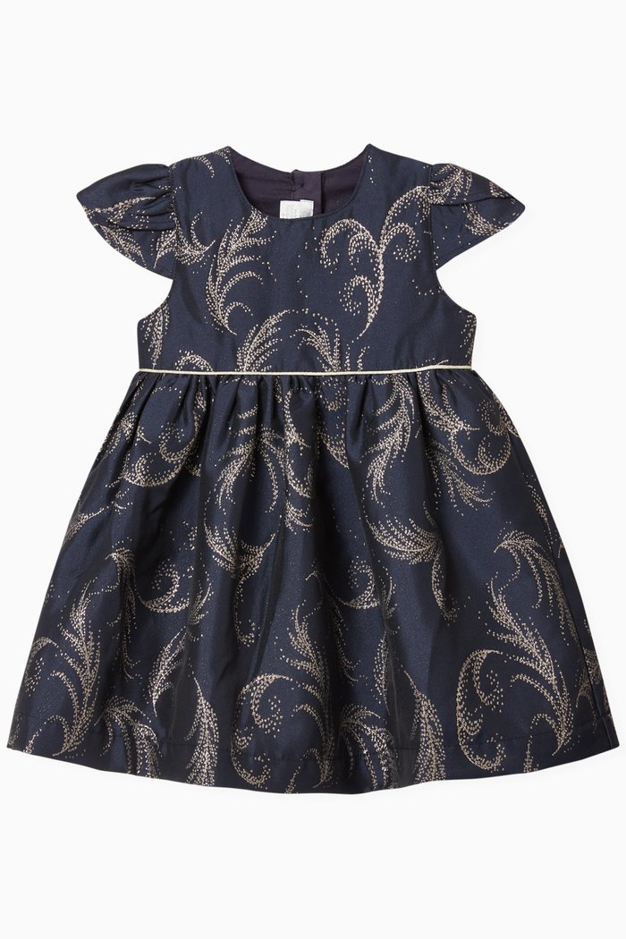 

Feather Dress in Jacquard, Blue