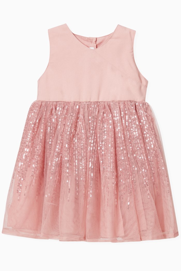 V-neck Dress with Sequins, Pink