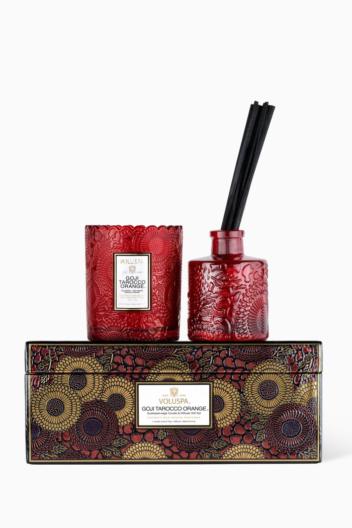 

Goji Tarocco Orange Scalloped Candle & Diffuser Gift Set, 14% savings, Colourless