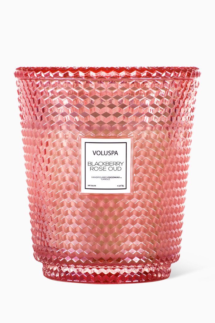

Blackberry Rose Oud 5-Wick Hearth Candle, 3200g, Colourless