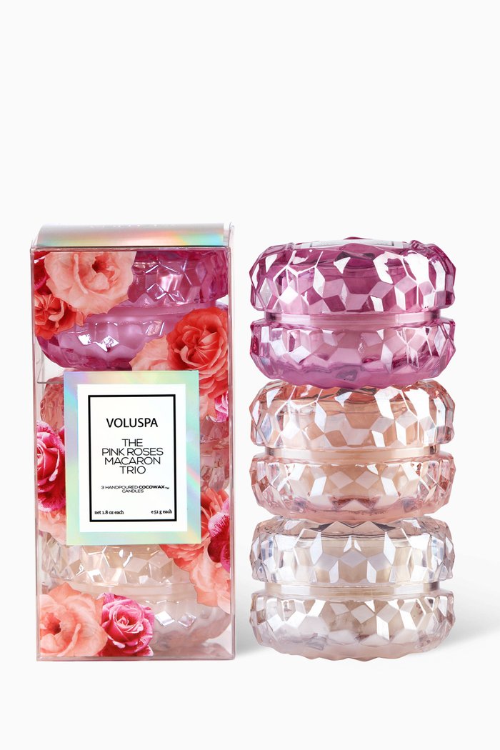 

Roses 3 Macaron Candle Gift Set, 20% savings, Colourless