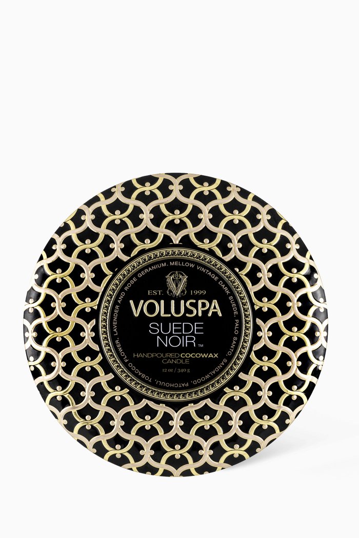 

Suede Noir 3-Wick Tin Candle, 340g, Multicolour
