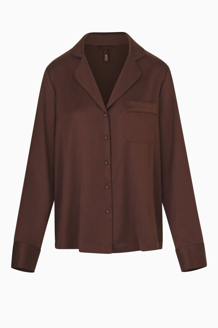 

Silk Button Up Shirt, Brown