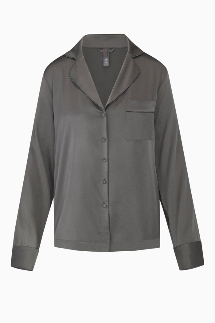 Silk Button Up Shirt, Silver