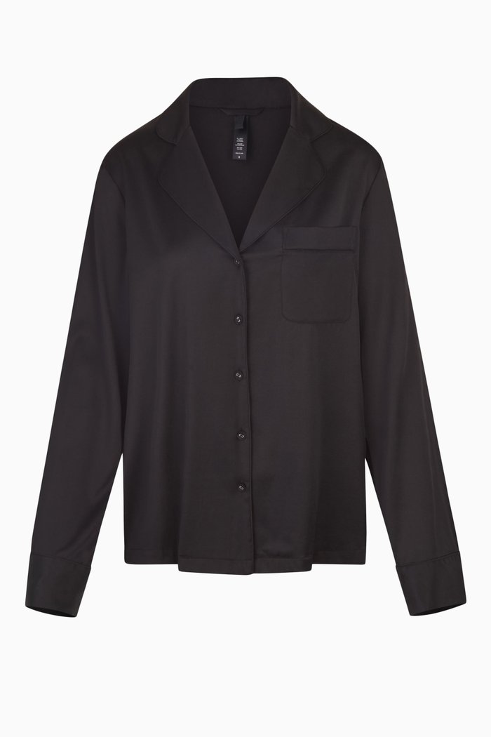 

Silk Button Up Shirt, Black