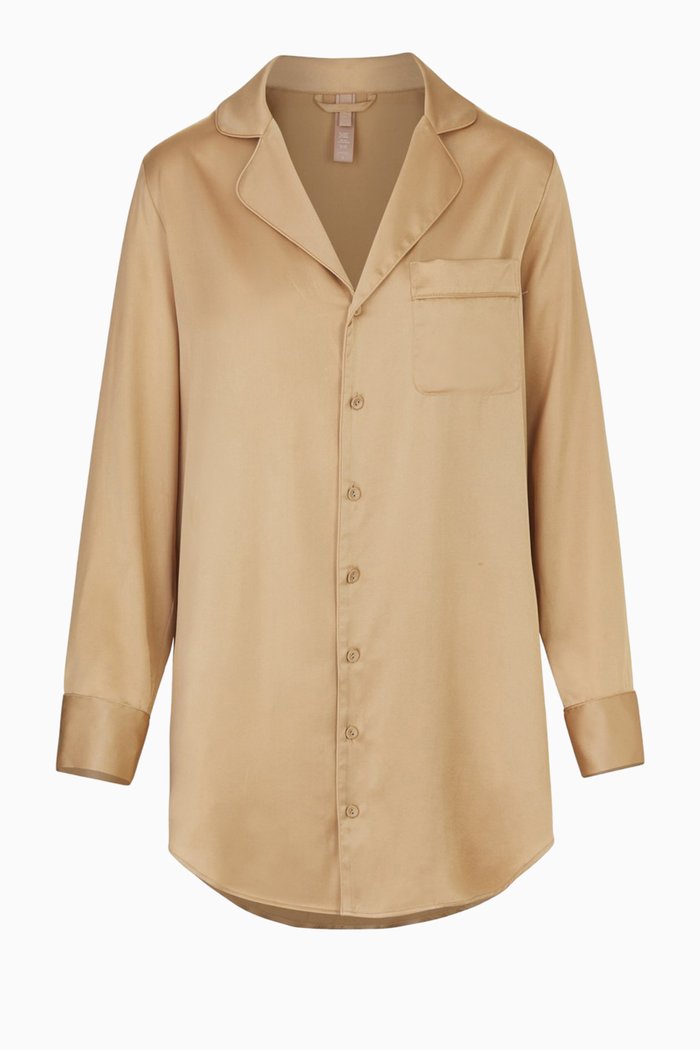

Silk Button Up Night Dress, Neutral