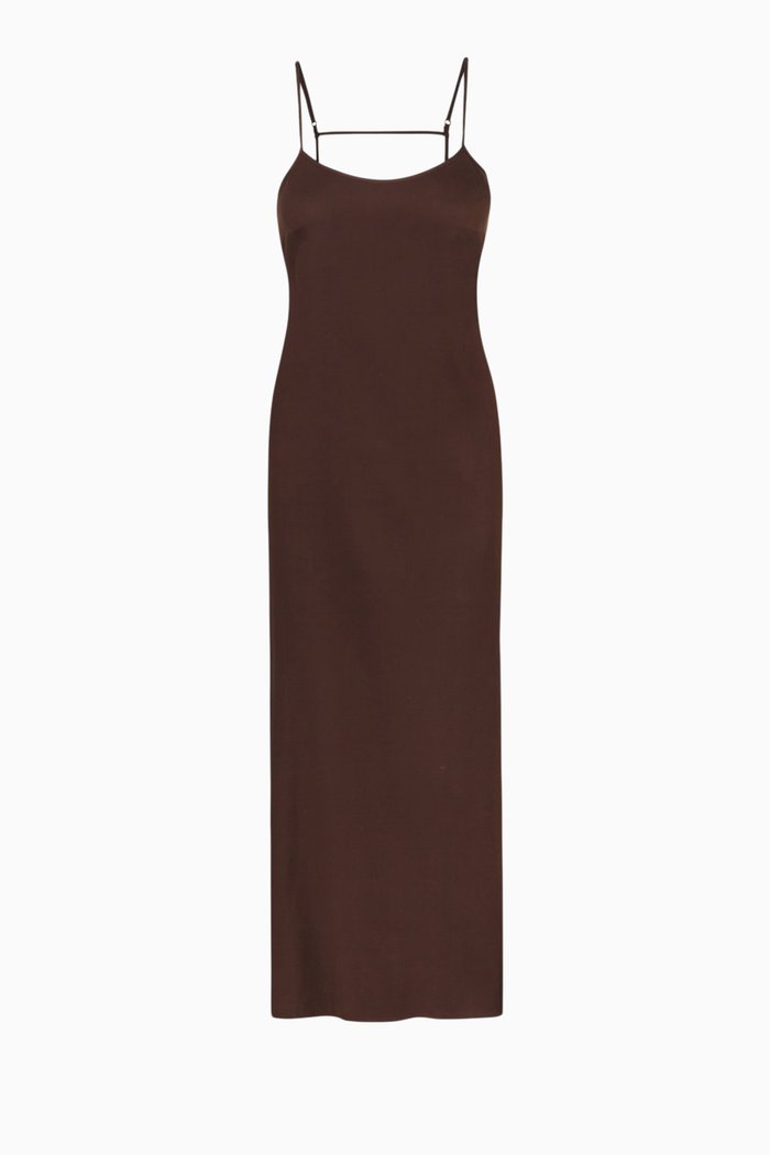 

Long Silk Sleep Slip, Brown