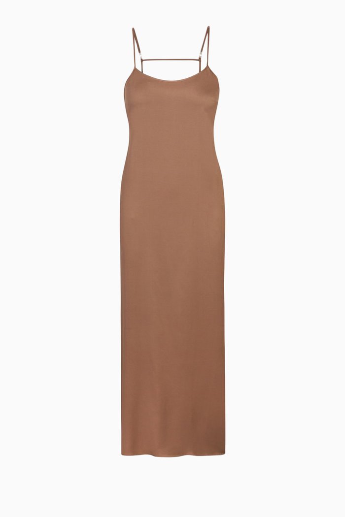 

Long Silk Sleep Slip, Brown