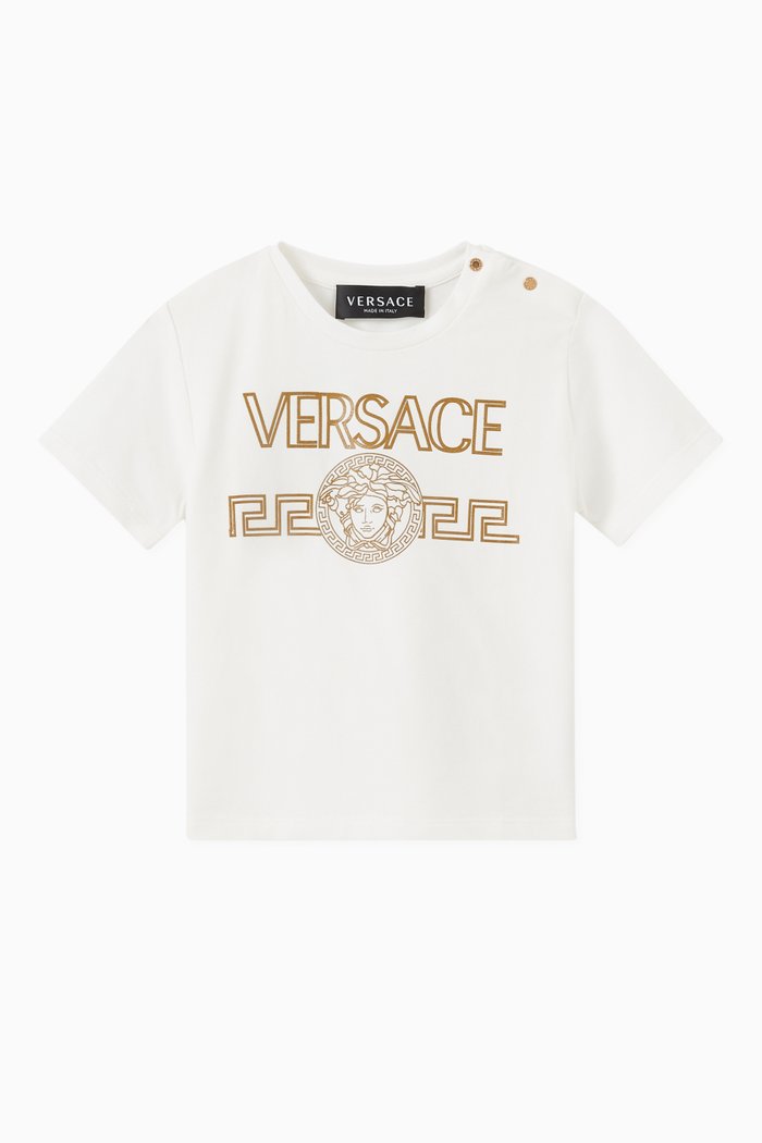 

Greca Logo T-shirt in Stretch Cotton Jersey, White