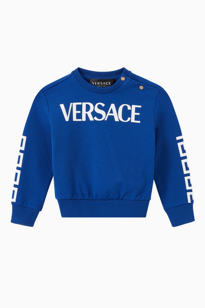 

Greca Logo Sweatshirt in Cotton Terry, Blue