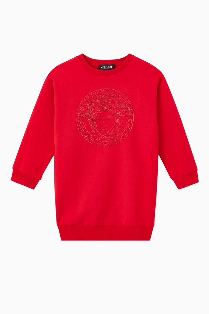

Crystal Medusa Sweatshirt Dress in Jersey, Red