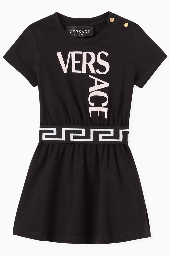 

Logo Dress in Stretch Cotton Jersey, Black