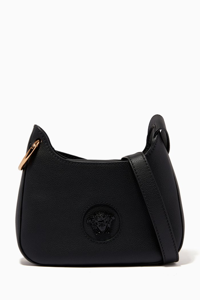 

La Medusa Small Hobo Bag in Calf Leather, Black