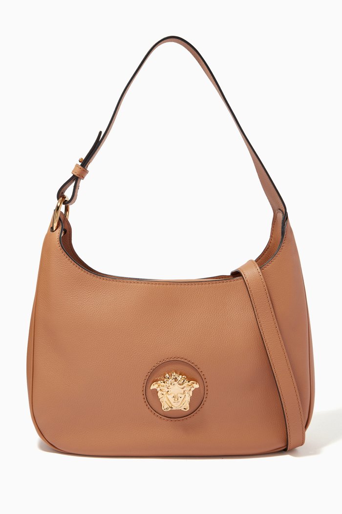 

La Medusa Medium Hobo Bag in Calf Leather, Gold