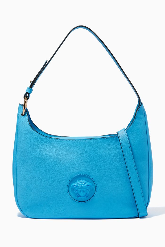 

La Medusa Medium Hobo Bag in Calf Leather, Blue