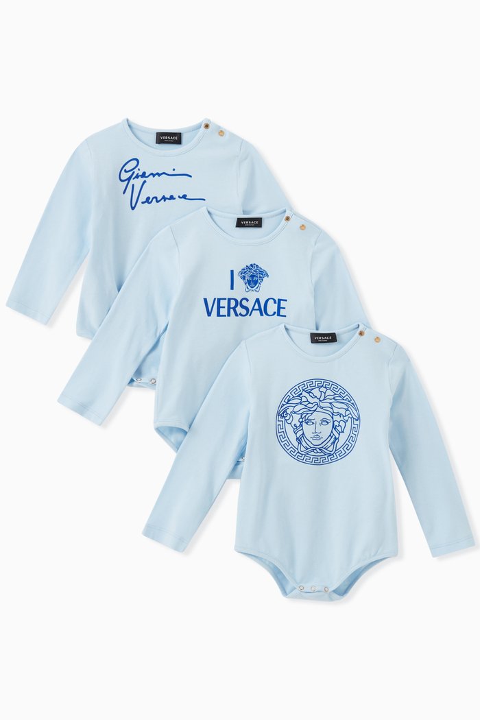 Medusa Logo Bodysuit Gift Set in Cotton Jersey, Blue